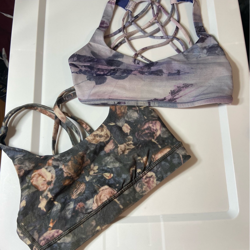 Lululemon Bundle of 2 Size 4 Floral Sports Bra Free to be Wild Energy Cage Back